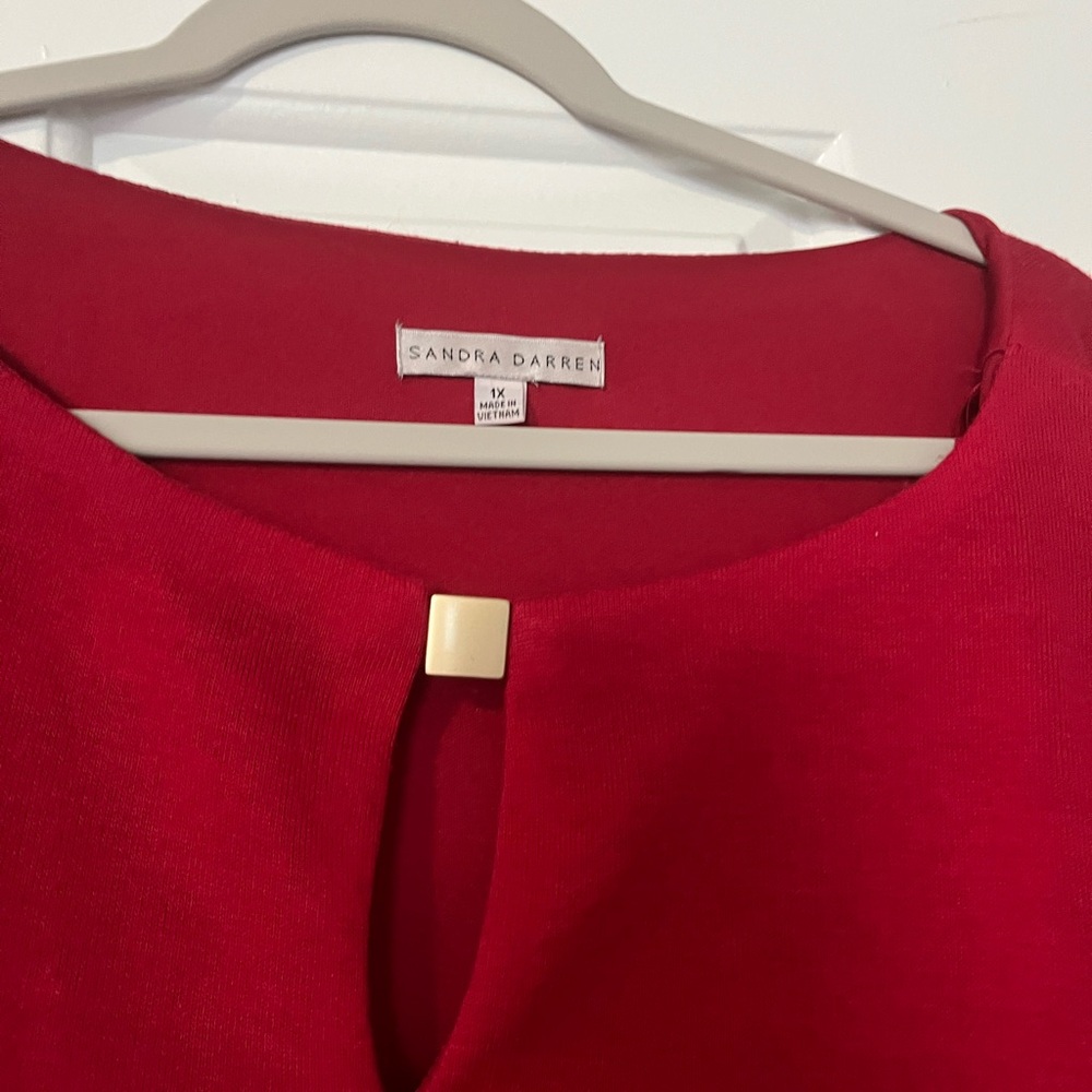 Sandra Darren Vibrant Red Keyhole Dress